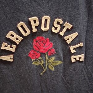 Aeropostale Dark Gray Tee with Red Rose Design